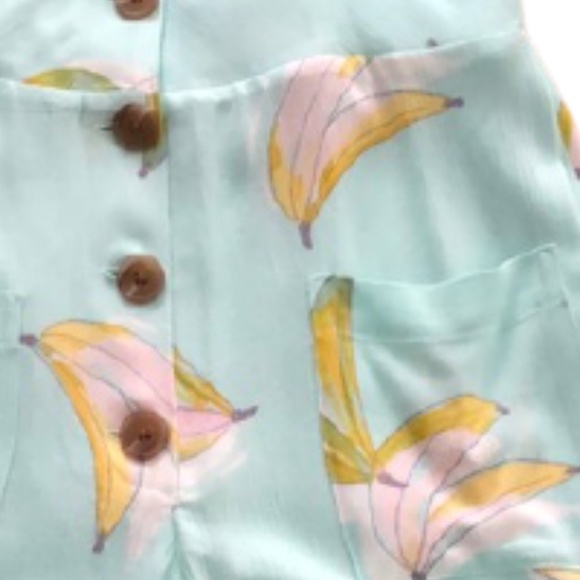 LC LAUREN CONRAD Romper Green Oahu Sunrise Banana Beach Cruise Size Medium - Picture 5 of 7